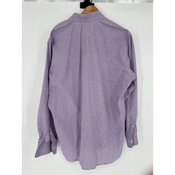 Peter Millar Button Down Shirt Plaid Checkered Long Sleeve Collared L Purple - Picture 4 of 8